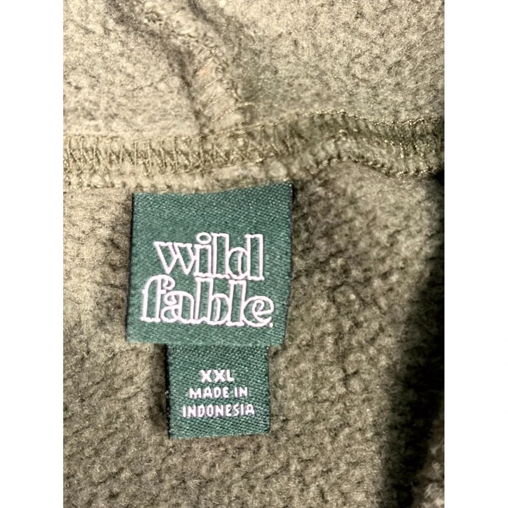 Wild Fable Cropped Sweatshirt Womens 2XL Olive Green Fleece Lined Cotton Hooded - Picture 3 of 6